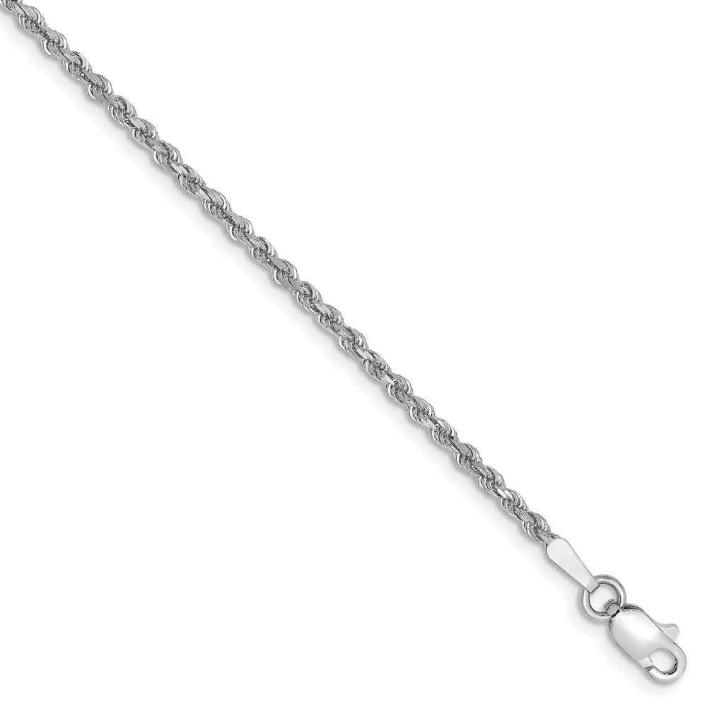 9 10K White Gold 2.75 MM Diamond-cut Quadruple Rope Anklet Bracelet 9 10K White Gold 2.75 MM Diamond-cut Quadruple Rope Anklet Bracelet